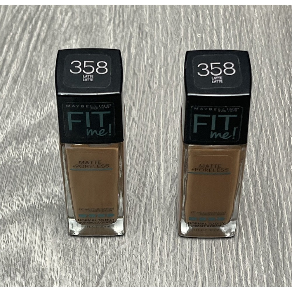 2 x Maybelline Fit Me! Matte + Poreless Foundation #358 Latte 1 Fl Oz / 30ml - Picture 2 of 6